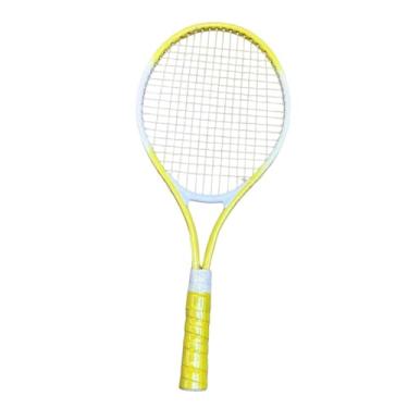 Imagem de YIJU Raquete de tênis Equipamento de tênis Leve à prova de choque Cordas de nylon portátil Raquete de tênis para jardim Verão Praia Quintal, Amarelo