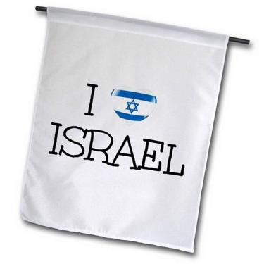 Imagem de 3dRose fl_200647_1 Imagem de coração I Love Israel com bandeira israelense nela letras azuis bandeira de jardim, 30,48 x 45,72 cm