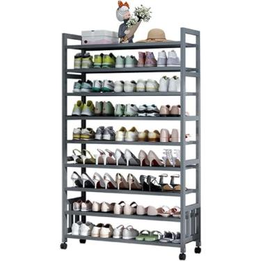 Imagem de Sapateira de 9 níveis com rolo, organizador de armazenamento de corredor em pé 100% bambu, prateleira multiuso para sapatos, 27-45 pares, para quarto, armário, entrada, dormitório, B, 80 cm