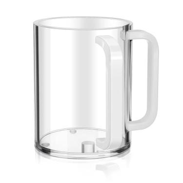 Imagem de MAQUITA Copo Judaica para lavar as mãos com alças duplas, copo de lavagem de acrílico de 12,7 cm para Netilat Yadayim, copo de lavagem de acrílico transparente para ritual judaico (branco)