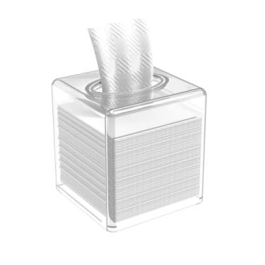 Imagem de Porta-lenços faciais quadrados de acrílico transparente com tampa dispensador de lenços moderno, organizador de guardanapos de capa para lençóis de secador, banheiro, escrivaninha, bancada,
