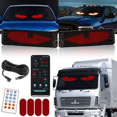 Imagem de YXNXLIGHT 2 peças de luzes diabólicas para carros, placas de LED enormes e brilhantes para janela traseira do carro, luzes de olho grandes personalizadas dinâmicas para para-brisa de caminhão com