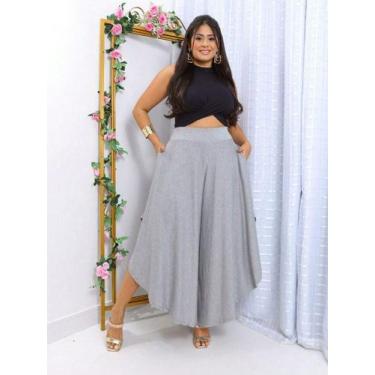 Imagem de Calça Feminina Pantalona Pantacourt Godê Em Viscolycra Malha Veste Tam