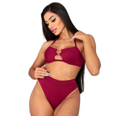 Imagem de Biquíni Cintura Alta Liso Preto Hotpant Bikini Feminino Moda Praia - M