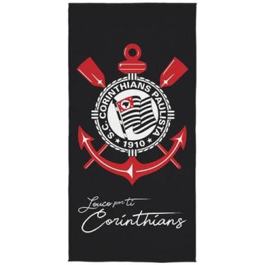 Imagem de Toalha de Time Banho Praia Corinthians 100% Poliéster Transfer 70cm x 