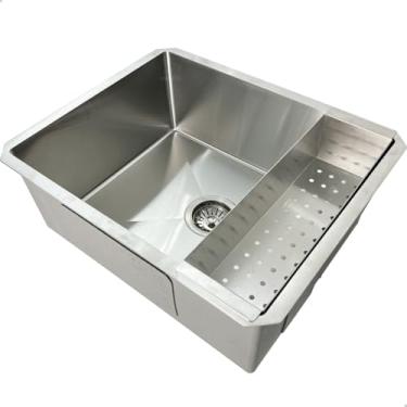 Imagem de Dona D cor, Cuba Inox Gourmet 50x40 cm Quadrada Com Cesto Escorredor Cuba De Embutir Bancada Pia Cozinha Aço Inox 304
