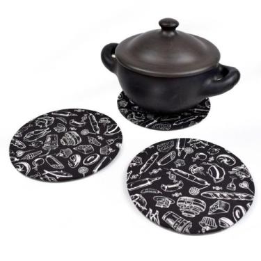 Imagem de Descanso de Panela MDF + Capa Estampada Para Mesa de Jantar Kit 03 Peç