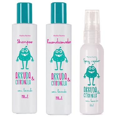 Imagem de Kit Shampoo + Recondicionador + Spray Capilar Arruda, Citronela e Lavanda Abelha Rainha