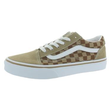 Imagem de Vans Tênis infantil unissex J Old Skool, Xadrez neutro marrom/branco verdadeiro, 3.5 Little Kid