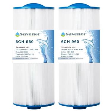 Imagem de Savener Filtro de spa 6CH-960 substitui filtros de jacuzzi J-300 J-400, Unicel 6CH-960, PJW60TL-F2S, Filbur FC-2800, 6540-476, 6540-383, filtro de banheira de hidromassagem com alça fechada (não ser