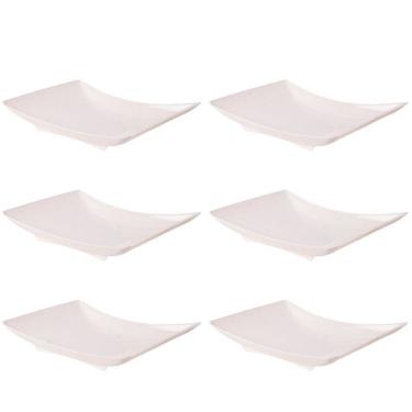 Imagem de Travessa de plástico retangular 800ml marmorizado com 6 unidades Plasutil ref. 16339