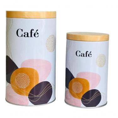 Imagem de Conjunto Com 02 Latas De Metal 8248 Y888 Café