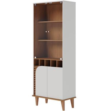 Imagem de Cristaleira Para Sala De Jantar Bar Adega 4 Portas Julia C04 Off White Matte Freijó - Lyam Decor