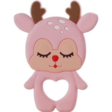 Imagem de Mordedor Rena Para Bebê De Silicone 8,89x6,69x0,75cm Rosa