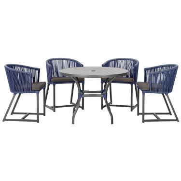 Imagem de Mesa Com 4 Cadeiras E Noronha Estofado 11 Trama Original Azul