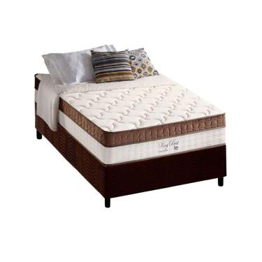 Imagem de Cama Box Solteiro: Colchão Molas Ensacadas King Best Brown + Base Crc Suede Brown (96x203)