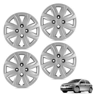 Imagem de Jogo De Calota Gol Voyage Saveiro G5 2012 2013 Aro 14 Cubo Alto Prata