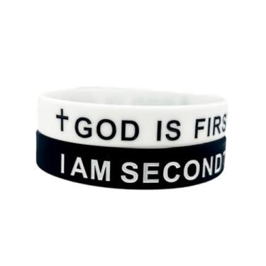 Imagem de Todu Pulseira GOD IS FIRST IM SECOND Pulseiras de Borracha de Silicone Cruz Cristã Pulseiras de Casal Joias Jesus Faith para Mulheres e Homens, Adjustable, Sem Pedra Preciosa