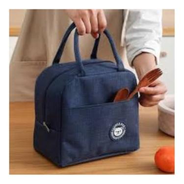 Imagem de Bolsa de mão Térmica Portátil para Marmita, 22 x 19 x 13 cm, 4L, Poliéster, com Bolso Externo
