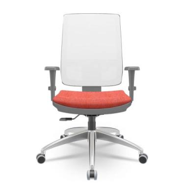 Imagem de Cadeira Brizza Diretor Grafite Tela Branca Assento Concept Rosê Base R