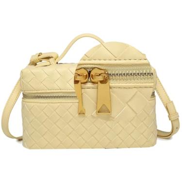 Imagem de Mini bolsa transversal de tecido, bolsa quadrada com alça superior, bolsa de ombro, bolsas fofas da moda, Amarelo claro, Small