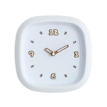 Imagem de Wswqop Relógio de parede decorativo, arte, relógio estético silencioso, 25 cm, ornamento para escritório, quarto infantil, cozinha, decoração de casa, Branco