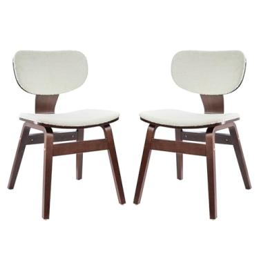 Imagem de NF NEXIFURN Cadeira de jantar de madeira para festas de fim de ano, cadeiras de cozinha estofadas de tecido moderno de meados do século, cadeiras de cozinha de madeira maciça e estofadas, cadeira de