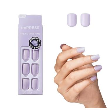 Imagem de (Picture Purplect) - KISS imPRESS Colour Press-On Manicure, Gel Nail Kit, PureFit Technology, Short Length, "Picture Purplect", Polish-Free Solid Colour Mani, Includes Prep Pad, Mini File, Cuticle Stick, and 30 Fake Nails