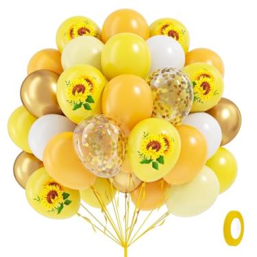 Imagem de 60pcs Yellow Balloons 12inch with Mustard Pastel Yellow White Metallic Gold Confetti Balloons for Baby Shower Wedding Bee Sunshine Sun Birthday Party Decorations