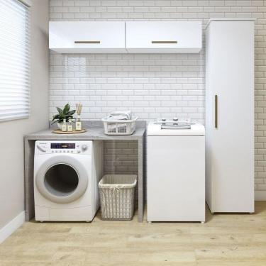 Imagem de Lavanderia Uberaba 1 Armário Multiuso 2 Aéreos Kaiki Móveis Branco
