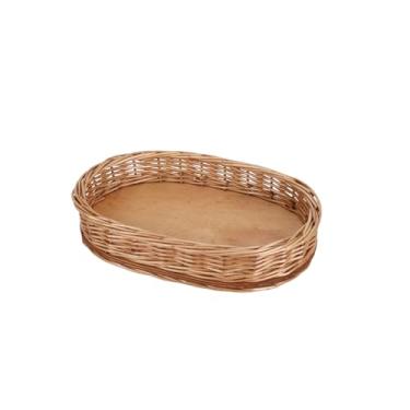 Imagem de Cesta de armazenamento de tecido salgueiro prato oval - cesta organizadora de vime tecida à mão, decoração de casa de fazenda rústica (médio)