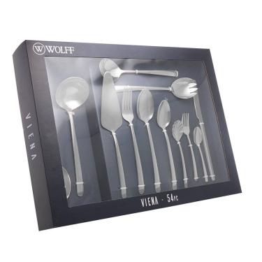 Imagem de Faqueiro 54 Peças Wolff Viena Aço Inox com Caixa Litografada Design Clássico 