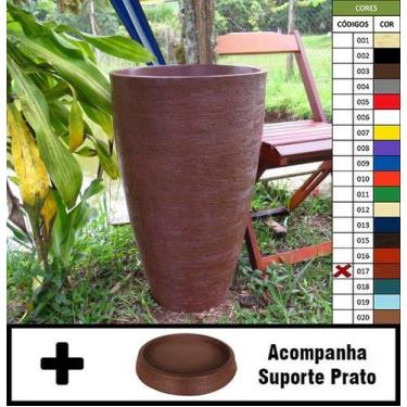 Imagem de Kit Vaso Planta + Prato 65x40 Oval Moderno Polietileno - BGPLASTICOS, 