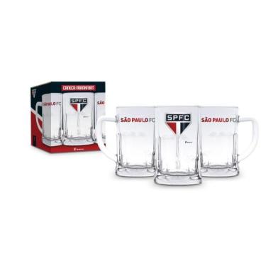 Imagem de Caneca de chopp cerveja vidro 565ml times futebol sao paulo - Brasfoot