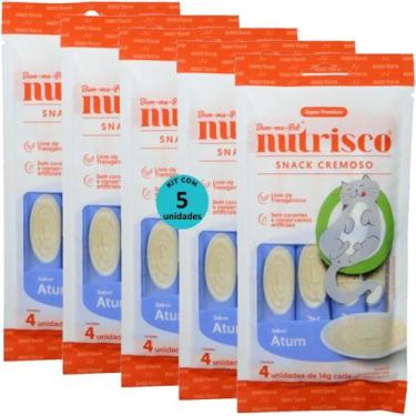 Imagem de Snack cremoso nutrisco gatos adultos 14g atum com 4 un - kit com 5