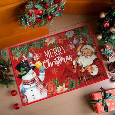Imagem de Drydiet Tapetes de cozinha de Natal, tapete de banho de Natal, antiderrapante, lavável, tapete de pelo baixo para entrada, quarto, banheiro, lavanderia, interior, 5 x 9 metros (clássico)