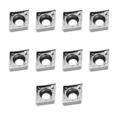 Imagem de Ruimou 10 peças de acessórios de máquina de lâmina giratória, inserções de carboneto DCMT070204, cortadores de inserções de carboneto de torno CNC