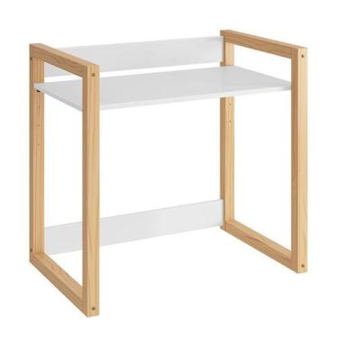 Imagem de Mesa Infantil Zoe - Reller Móveis, Branco Fosco/Madeira Natural