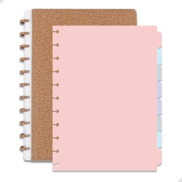 Imagem de Kit Caderno Grande inteligente A4 11 Discos 30x22cm + 8 Divisórias Coloridas Removíveis | Páginas Reposicionáveis, Organização Flexível para Estudo, Trabalho, Planner e Anotações Diárias (Bege)