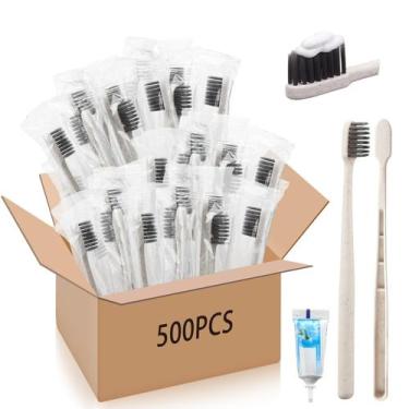 Imagem de Escovas de dentes descartáveis Uiifan 500 Sets com pasta de dente