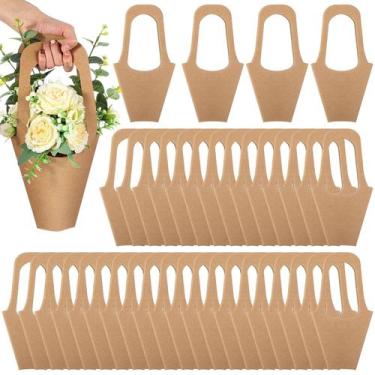 Imagem de Sacos de presente de flores Gilprop Kraft Paper 100 pacotes de 35 cm c