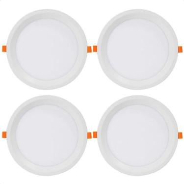 Imagem de Kit 4 Painel De Led Redondo Embutir Recuado 24w Bivolt Taschibra 6500k