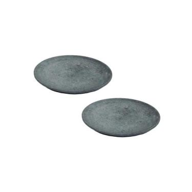 Imagem de Kit 2 Pratos Raso Redondo Pedra Sabão Sobremesa E Bolos 30Cm - INDUSTR