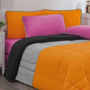 Imagem de Kit Edredom + Jogo De Lençol Malha 100% Algodão Urbano 7 Peças Casal -