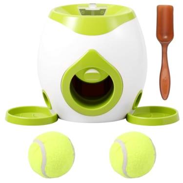 Imagem de Lançador de bolas para cães, máquina interativa de lançador de bolas para filhotes com dispensador de guloseimas, brinquedos divertidos de treinamento de cães para ambientes externos e internos (verde