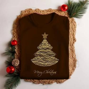 Imagem de Camiseta Unissex Natal Árvore Brilhante Festa Personalizada Elegante E