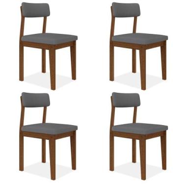 Imagem de Conjunto Com 4 Cadeiras Estofadas Utah Freijó/s.cinza - M.a - A Móveis