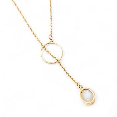 Imagem de Ayana Crystals Colar com pingente de pedra da lua – Pedra preciosa oval natural com corrente banhada a ouro – Joias de origem ética para mulheres