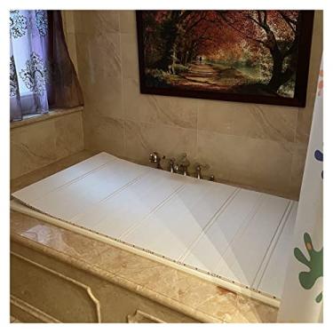 Imagem de Copertura per Vasca da Bagno Pieghevole per Vasca da Bagno, Coperchio per Vasca com Otturatore in PVC, cobertura isolante per Basca da Bagno com borda Pieghevole Antipolvere, espessura 1,2 cm, Cusci