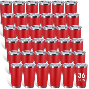 Imagem de Copos de aço inoxidável Sieral, pacote com 36, 600 ml, vermelhos